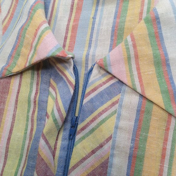 VINTAGE 60s 70s Striped Housedress By Sears Union Made Zip Up Rockabilly VTG18 - Picture 6 of 13